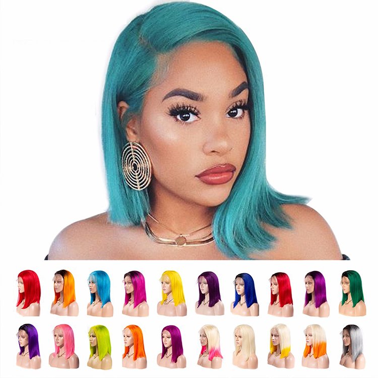 Bob Short Cut Wigs Blonde Straight Lace Front Human Hair Wigs 180D Transparent Lace Pre Plucked Brazilian Bob Lace Wigs