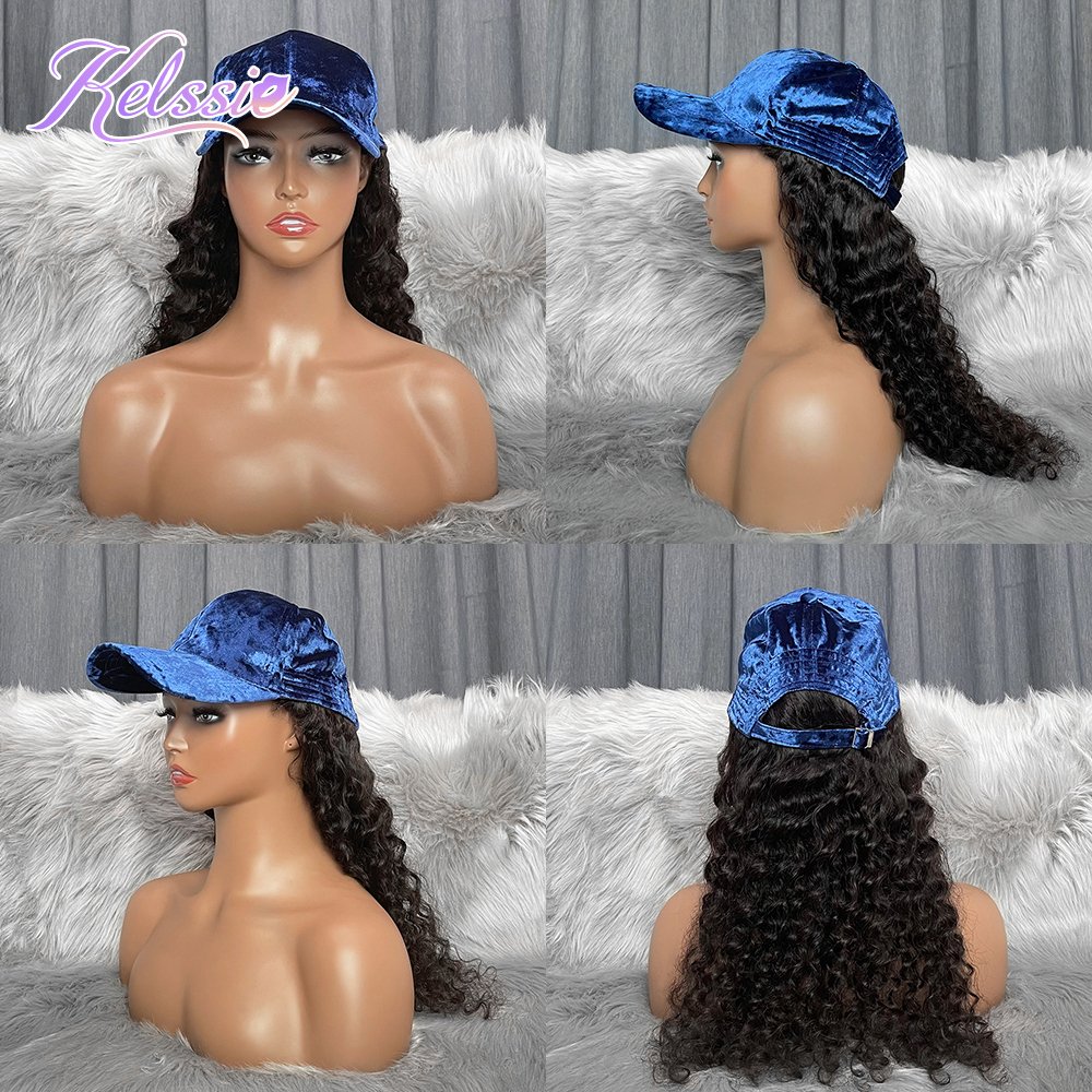 Human Hair Baseball Hat Wigs For Black Women,Fashionable Baseball Hat Long Human Hair Wigs,Human Hair Hat Wig