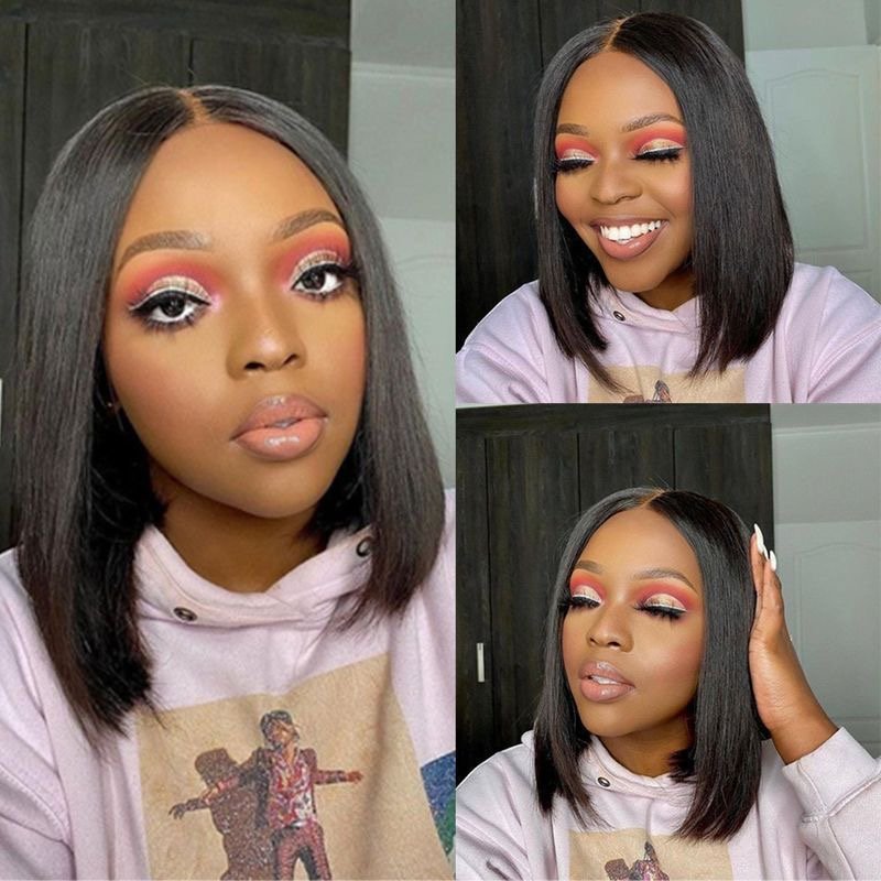 Bone Straight Bob Wigs Brazilian Hair Vendor Natural Color Bob 13x4 Full Lace Front Human Hair Wigs For Black Women