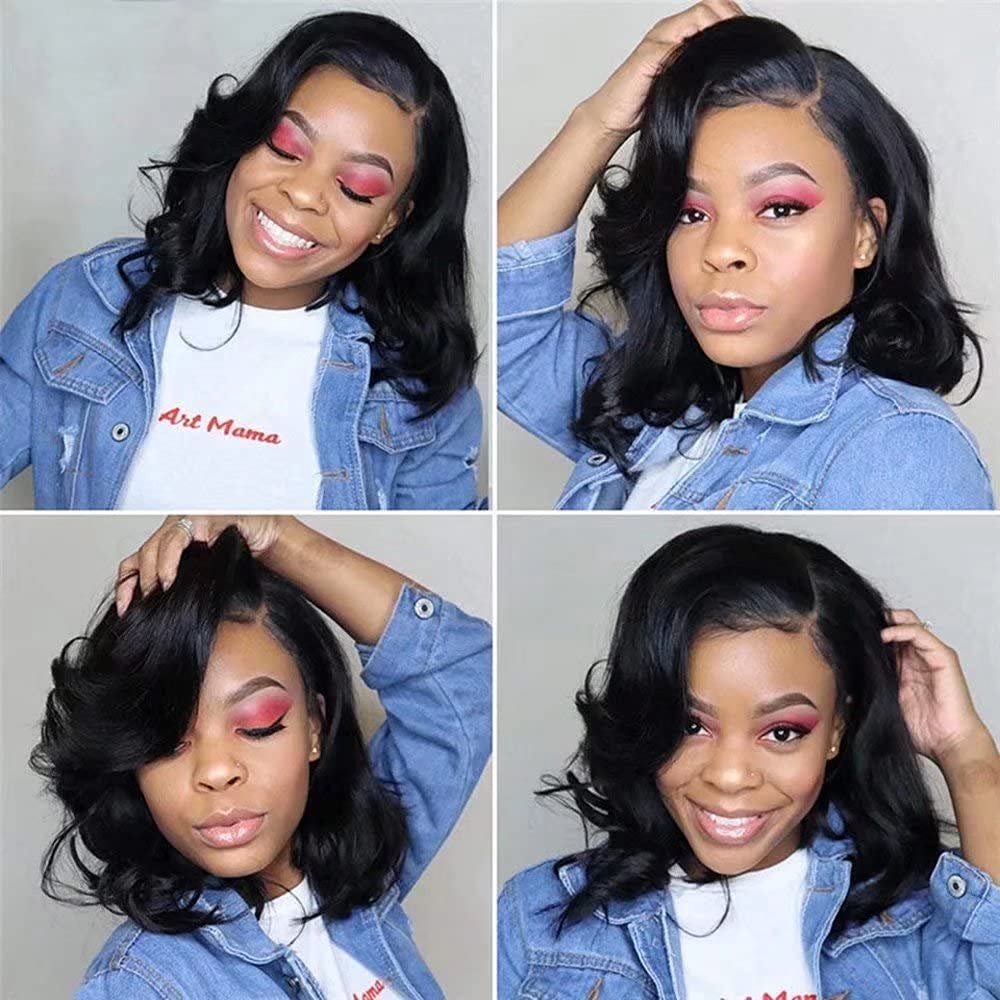 Body Wave Short Bob Human Hair Wig 13x6 HD Transparent Lace Front Human Hair Wig Brazilian Hair Natural Color
