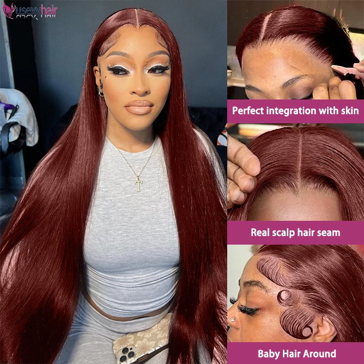 #4 Chocolate Brown Wig Bone Straight 13x4 HD Transparent Lace Front Human Hair Wigs Brazilian Colored Wigs For Women