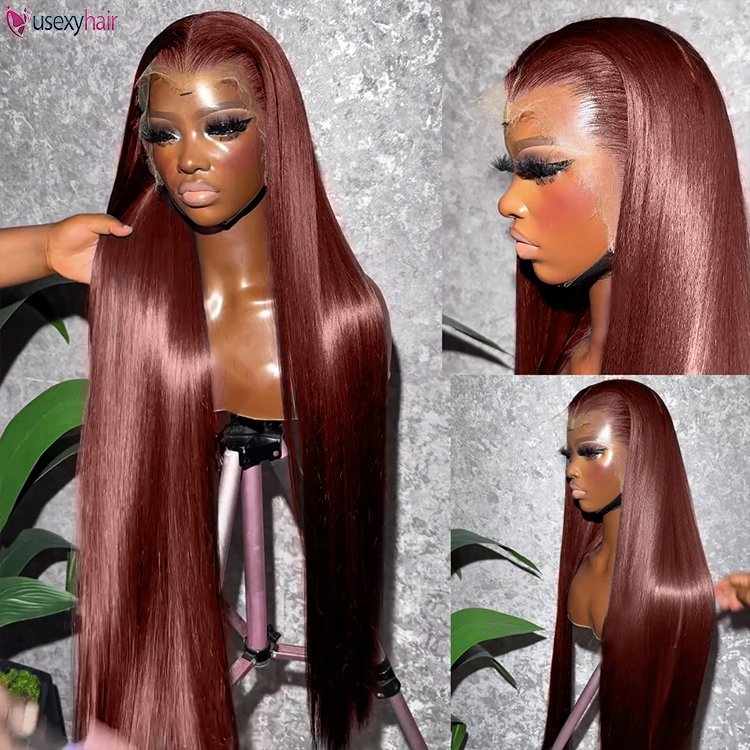 #4 Chocolate Brown Wig Bone Straight 13x4 HD Transparent Lace Front Human Hair Wigs Brazilian Colored Wigs For Women