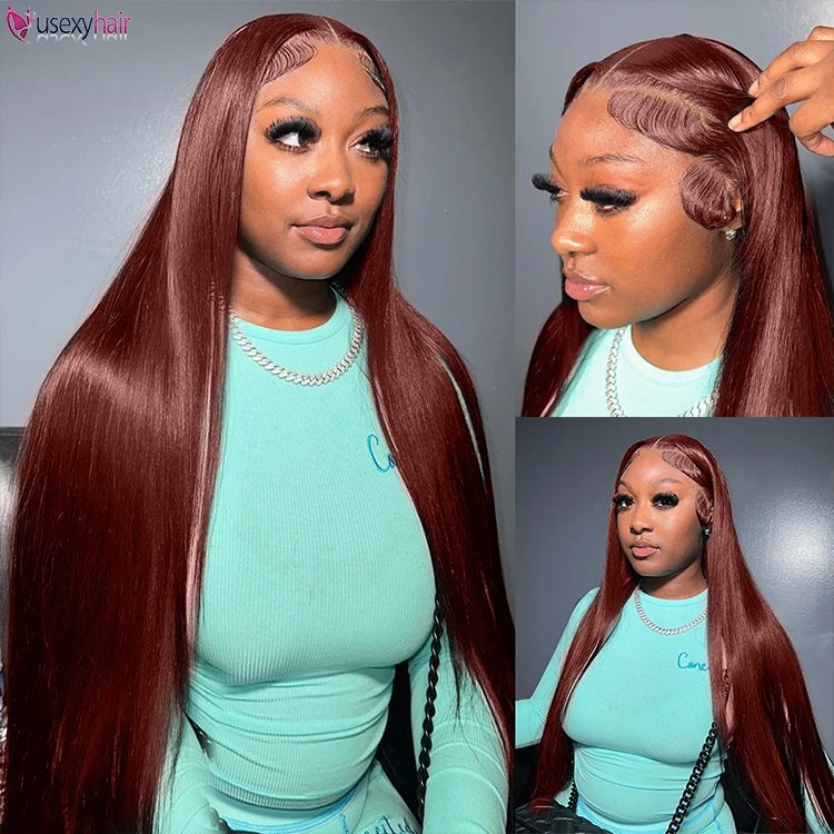 #4 Chocolate Brown Wig Bone Straight 13x4 HD Transparent Lace Front Human Hair Wigs Brazilian Colored Wigs For Women
