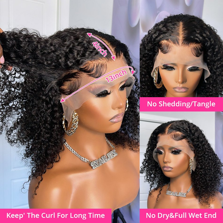 Top Quality HD Lace 13x4 13x6 Short Pixie Cut Wig,8-14 inch Transparent HD Short Curly Bob Wig,Bleached Knots HD Human Hair Wig