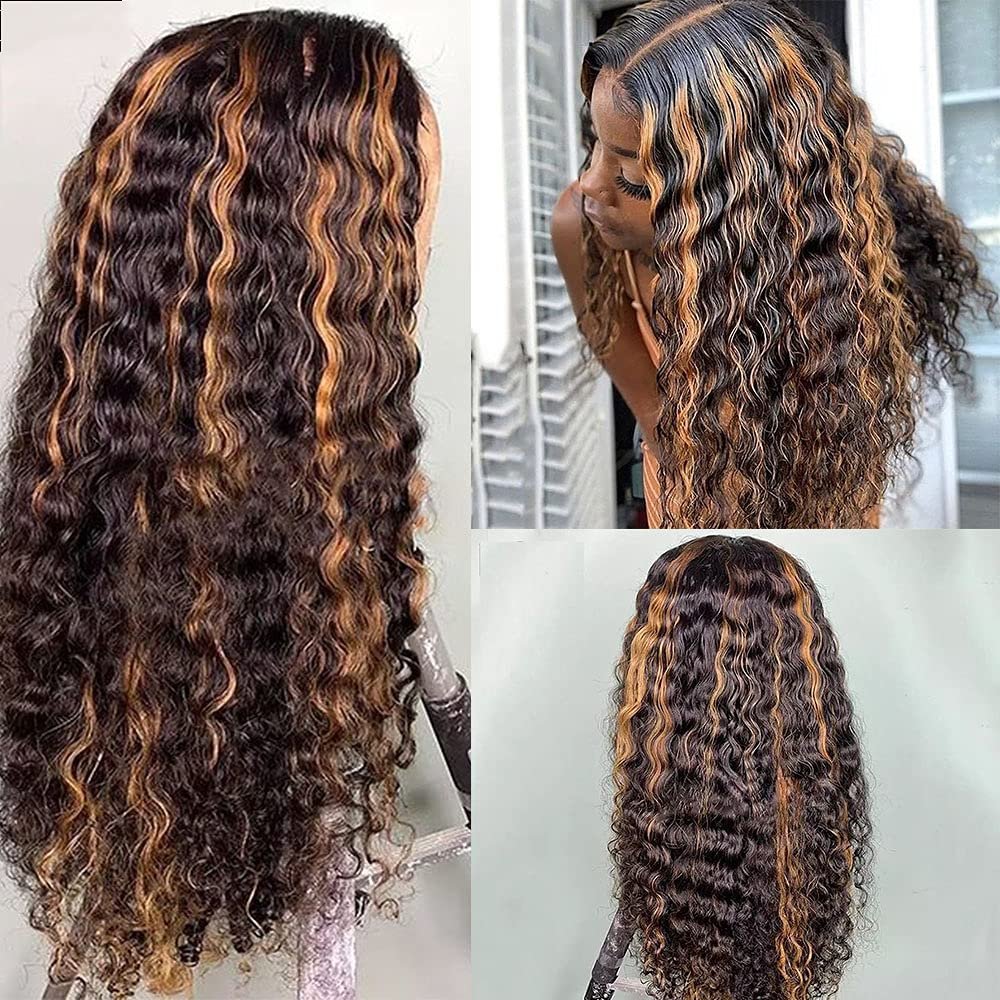 Human Hair Lace Wigs Hd Lace Front Wig Water Wave Brazilian Hair Wigs for Black Highlight 27 Curly Women 150density Honey Blonde