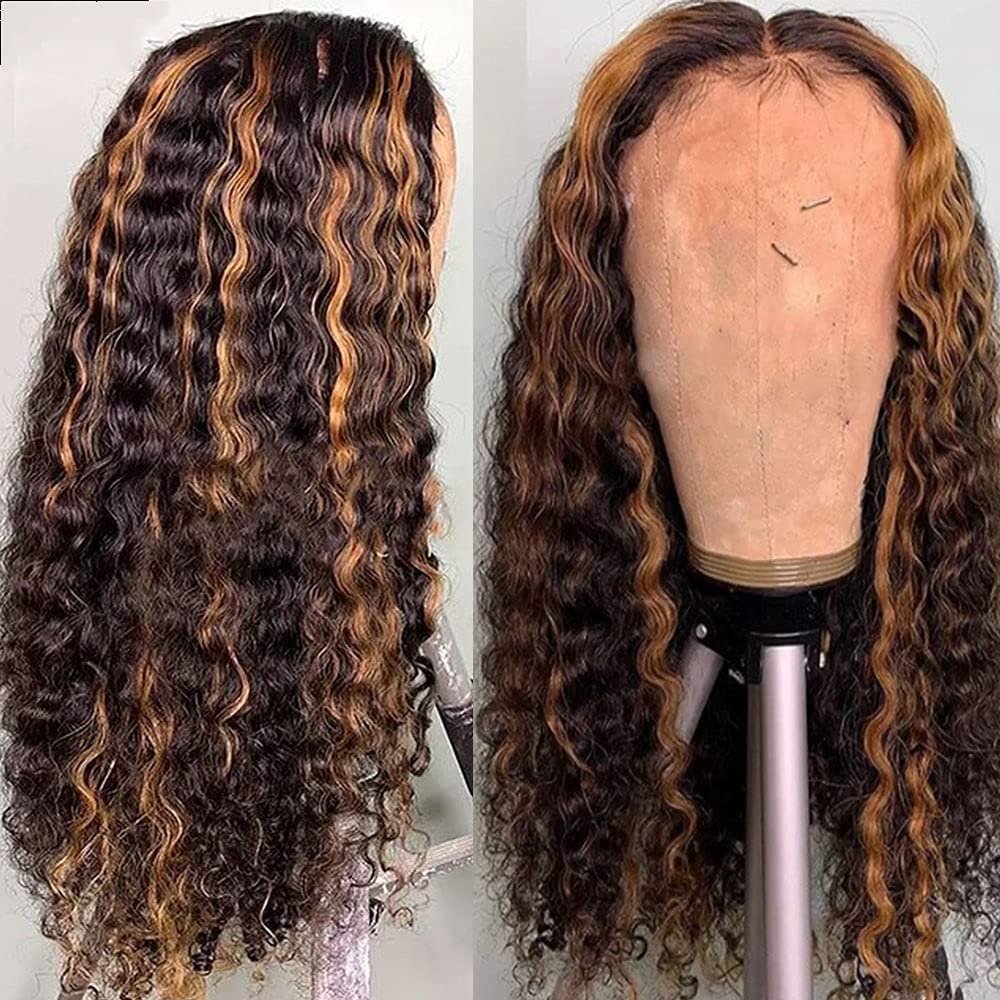 Human Hair Lace Wigs Hd Lace Front Wig Water Wave Brazilian Hair Wigs for Black Highlight 27 Curly Women 150density Honey Blonde
