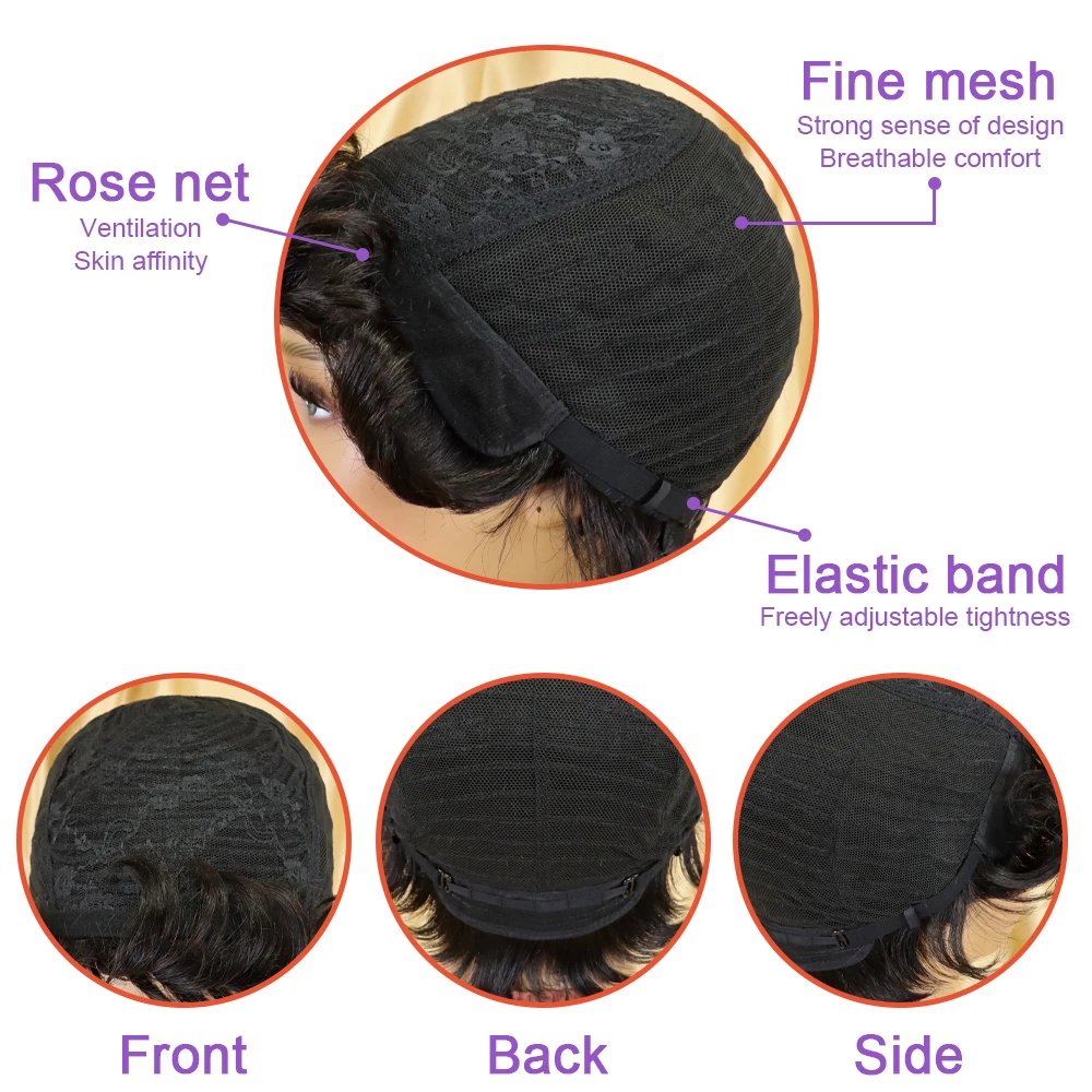 Short Pixie Cut Curly Human Hair Wigs For Women Hair Colored Curly Wigs Full Machine Made Wig