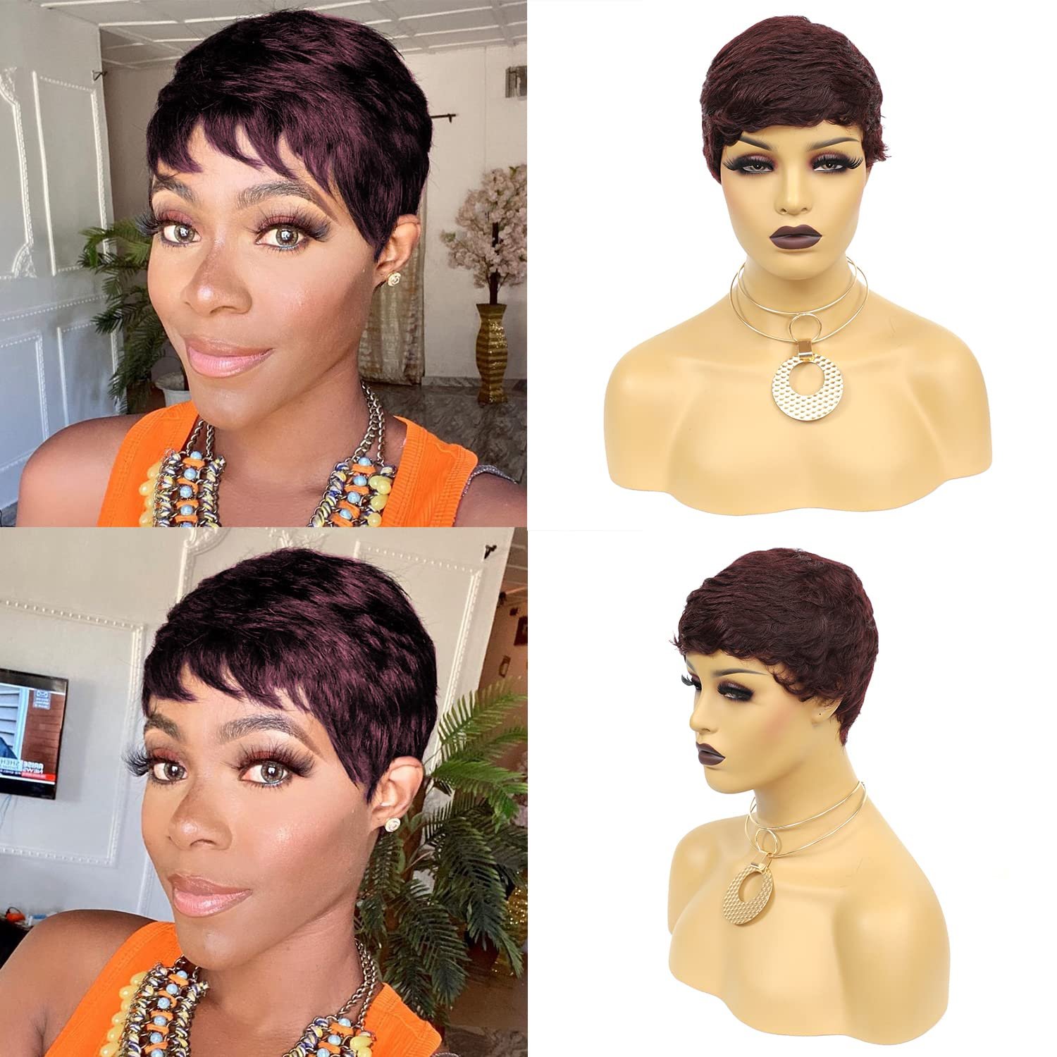 Short Straight Human Hair Wigs Natural Color Brazilian Remy Hair Pixie Cut Wig Cheap Human Hair Wig For Black Women