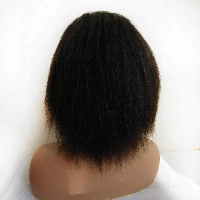 Qingdao Modern Hair Company Big Sale Kinky Straight Lace Front Human Hair Wigs 6 Inch Short Yaki Indian Hair wig for Black Women