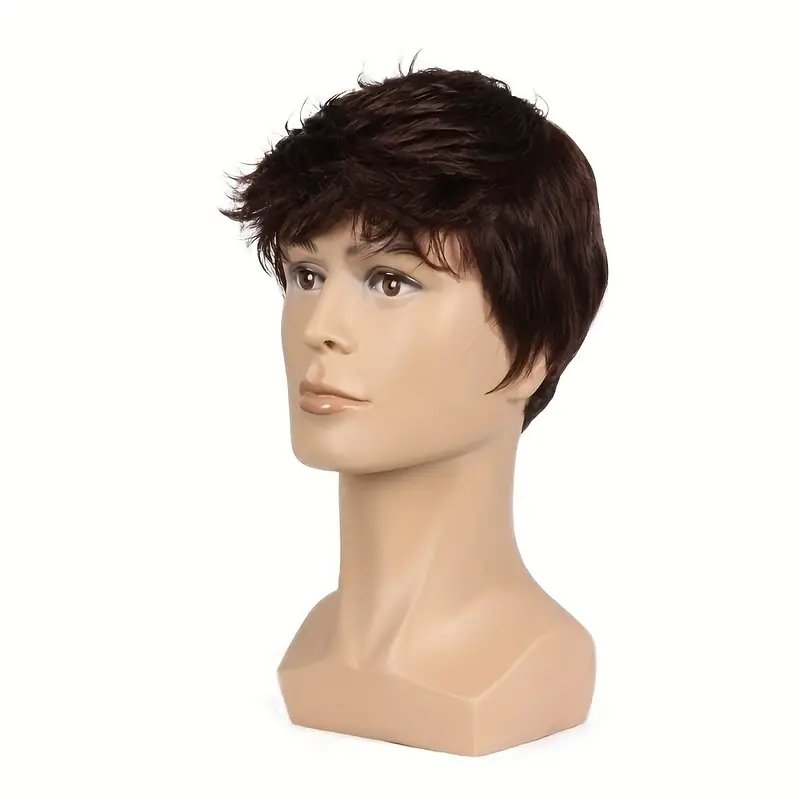 Wholesale Fluffy Natural Layered Hair Patch For MenReal Human Hair Toupee Short Natural Synthetic Hair Wig For Men