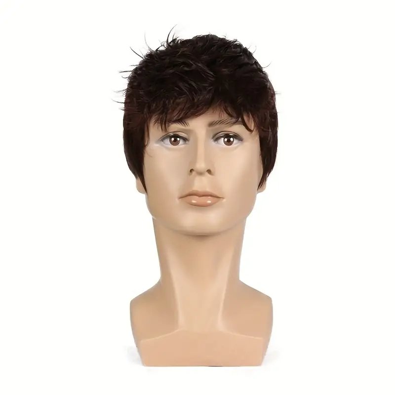 Wholesale Fluffy Natural Layered Hair Patch For MenReal Human Hair Toupee Short Natural Synthetic Hair Wig For Men