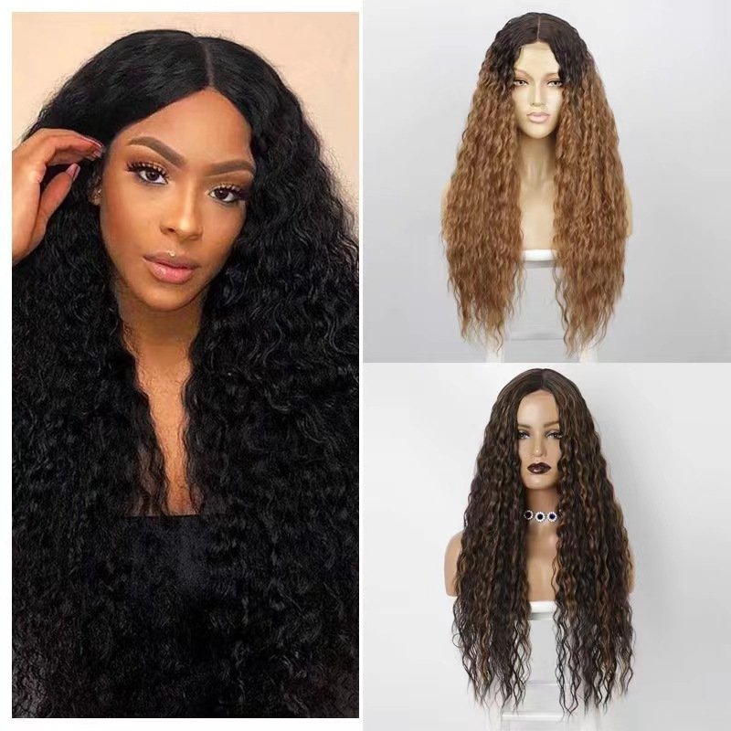 Human Hair and Synthetic Wig Different Colors Human Hair Lace Front Wig Hot Style 8-32 Inches 1 Piece Brazilian Hair Water Wave