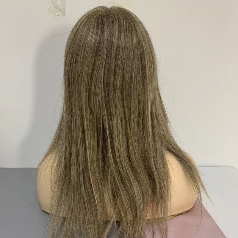 custom woman wig thin skin 06mm-0.08mm brown and blonde mixed