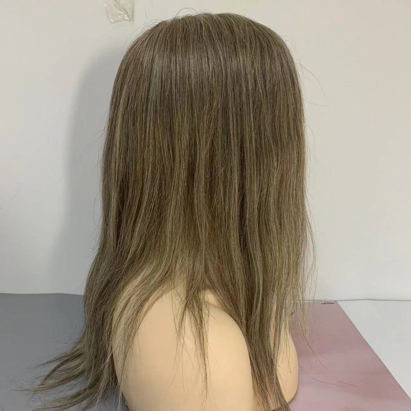 custom woman wig thin skin 06mm-0.08mm brown and blonde mixed