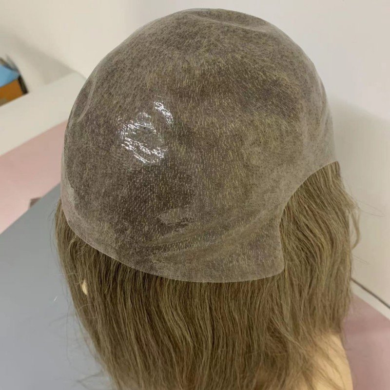 custom woman wig thin skin 06mm-0.08mm brown and blonde mixed