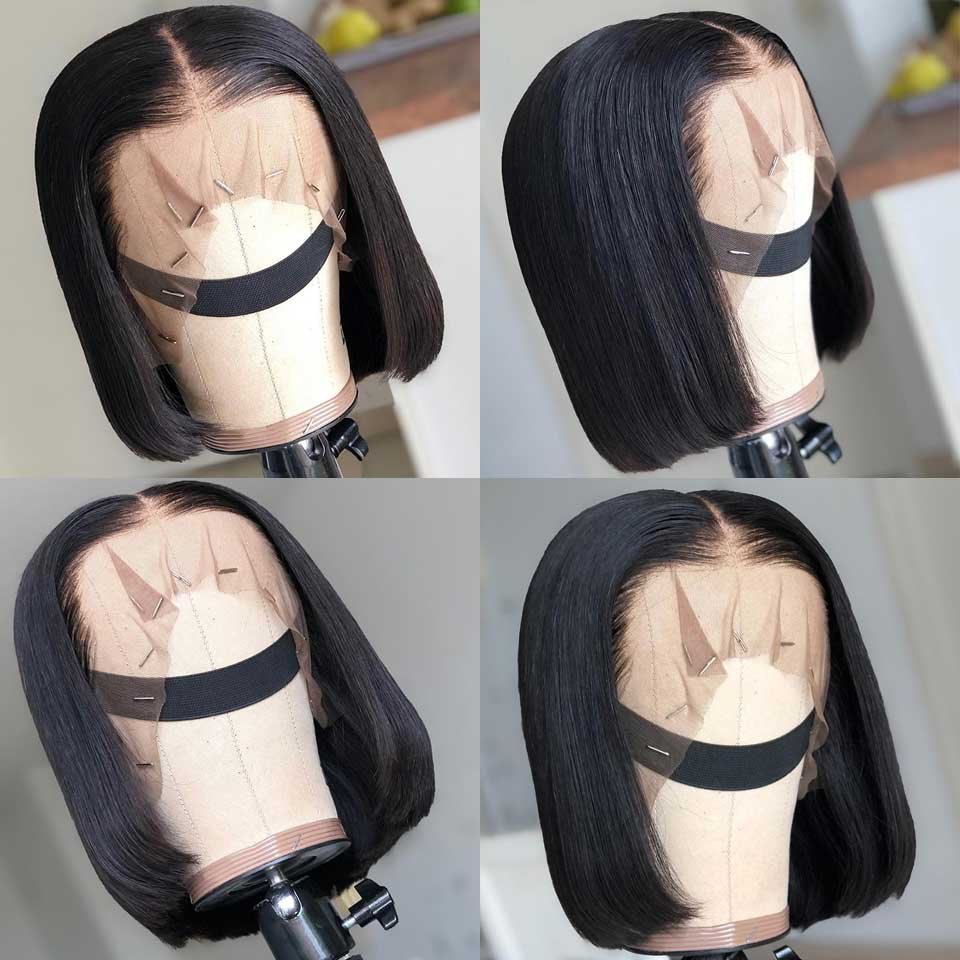 Wigs For Black Women Deep Wave ,10 Inches Human Hair Wigs Lace Front Short BOB Wig