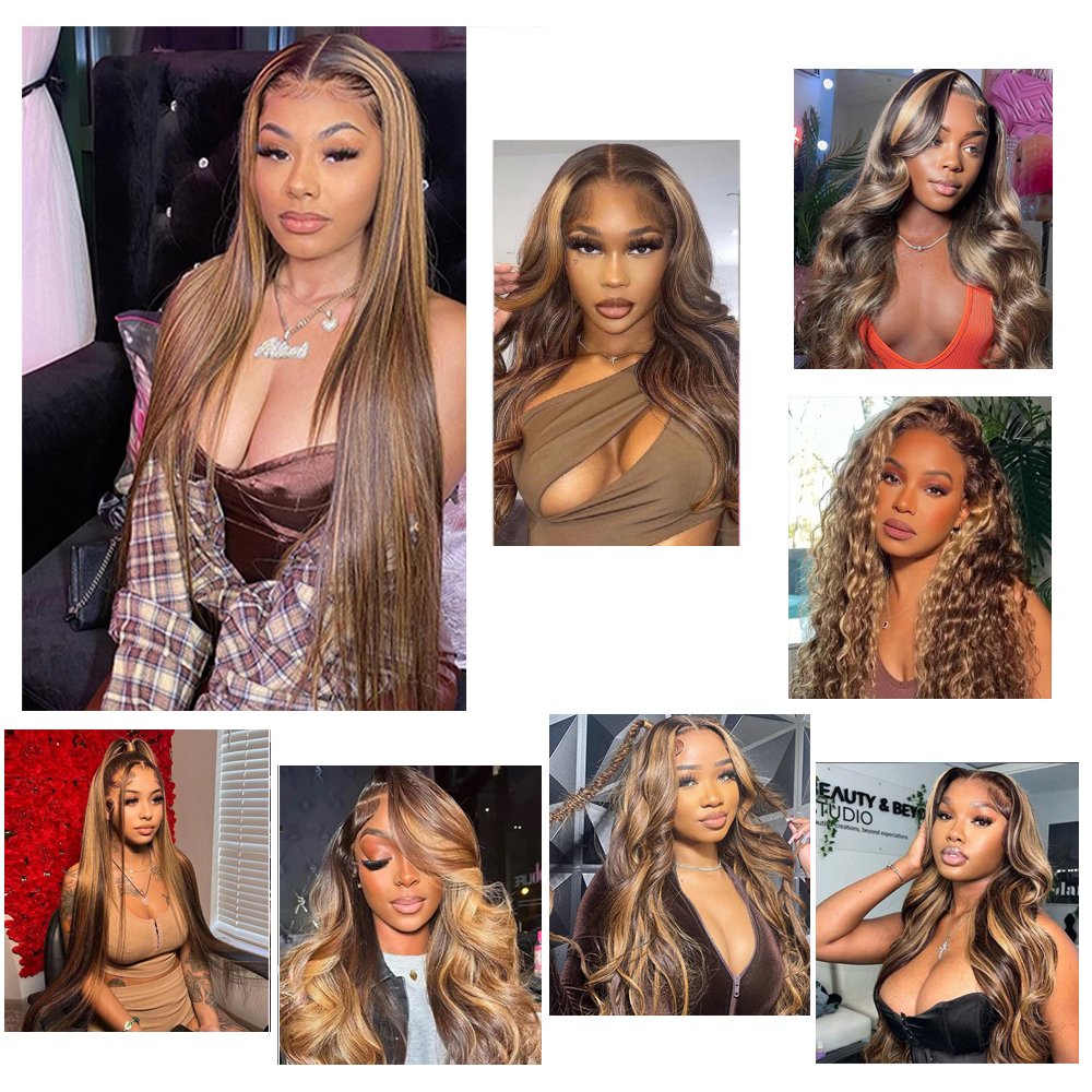 ODM/OEM Straight 13X4 Lace Frontal Wig P4/27 Human Hair Transparent Lace Frontal 150 Density Lace Front Wig