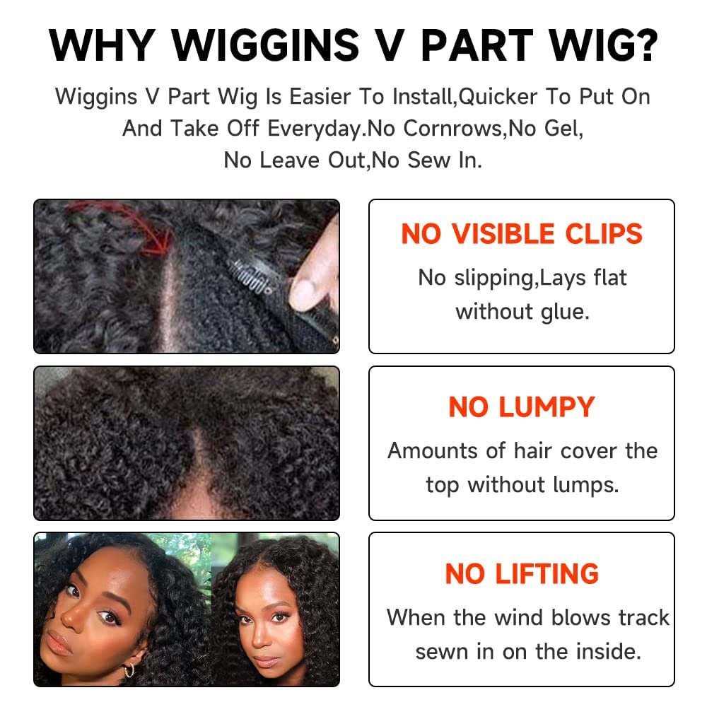 Afro Curly V Part Human Hair Wigs Virgin Human Hair U Part Wigs for Black Deep Curly Kinky Curly Brazilian Women Long FEDEX 1b