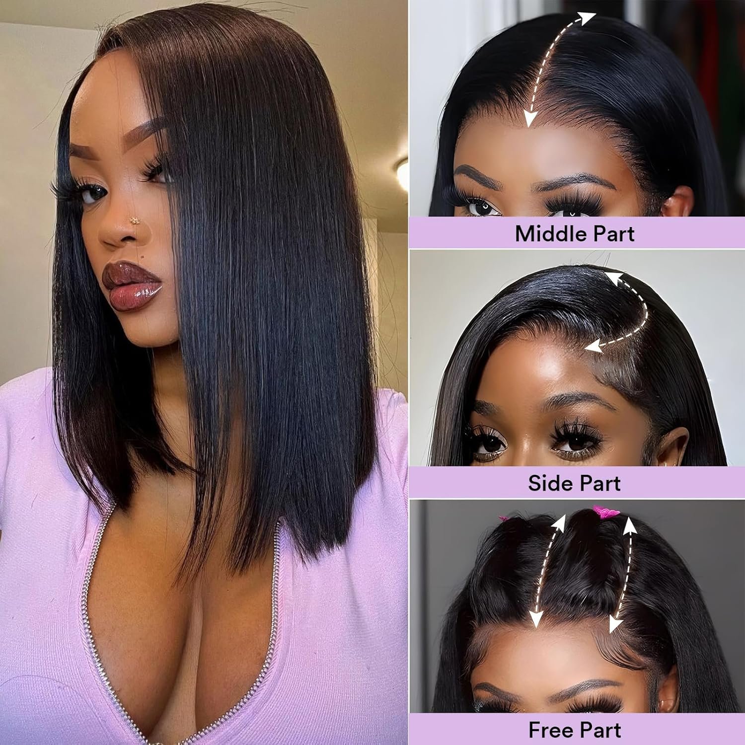 Wholesale 13x4 Silky Straight Hair Frontal Bob Wig Natural Black Virgin Hair Short Bob Wigs HD Lace With Natural Hairline