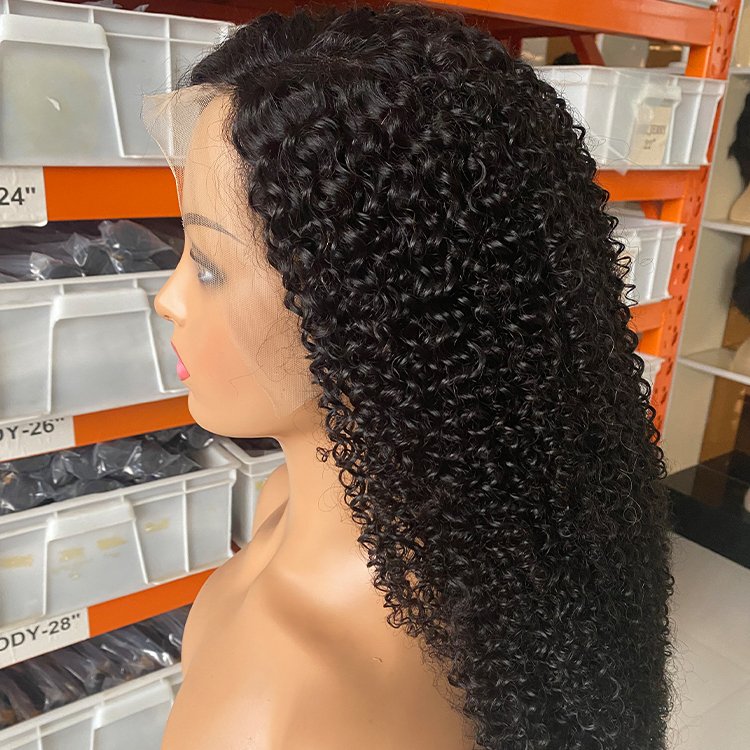 Wholesale Kinky Curly Front Lace Human Hair Wig Natura lace front closure raw human hair wig afro kinky curly wig