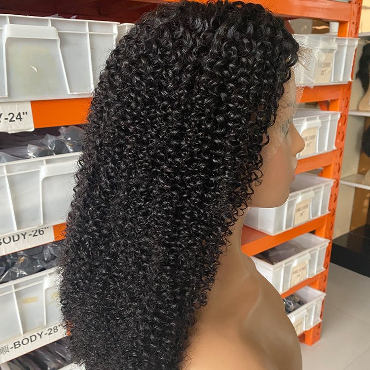 Wholesale Kinky Curly Front Lace Human Hair Wig Natura lace front closure raw human hair wig afro kinky curly wig