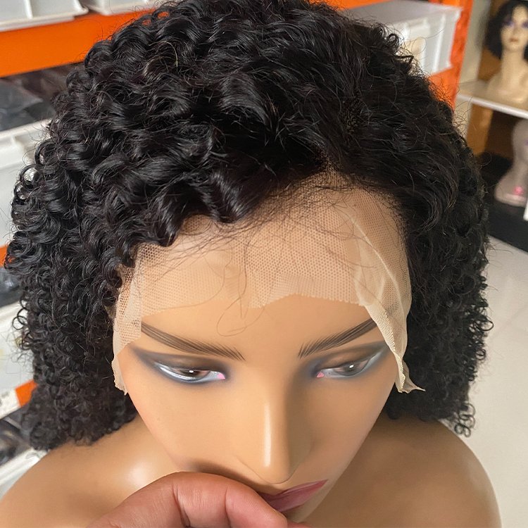 Wholesale Kinky Curly Front Lace Human Hair Wig Natura lace front closure raw human hair wig afro kinky curly wig