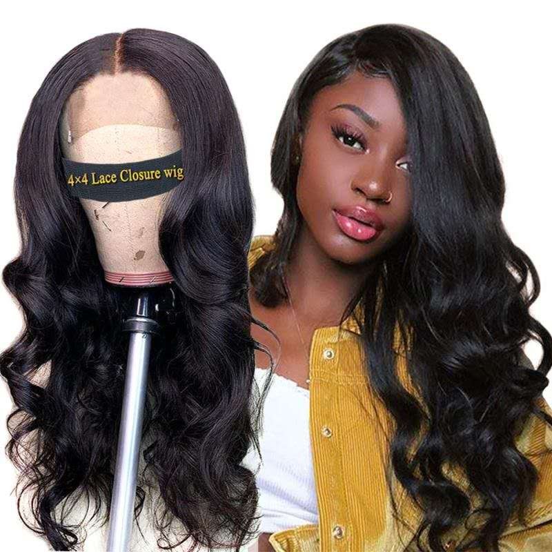 Long Human Hair Body Wave Closure Brazilian Virgin HD Lace Frontal Wig Black Women 16 18 20 22 24 26 28 30 32 34 36 38 40 Inch