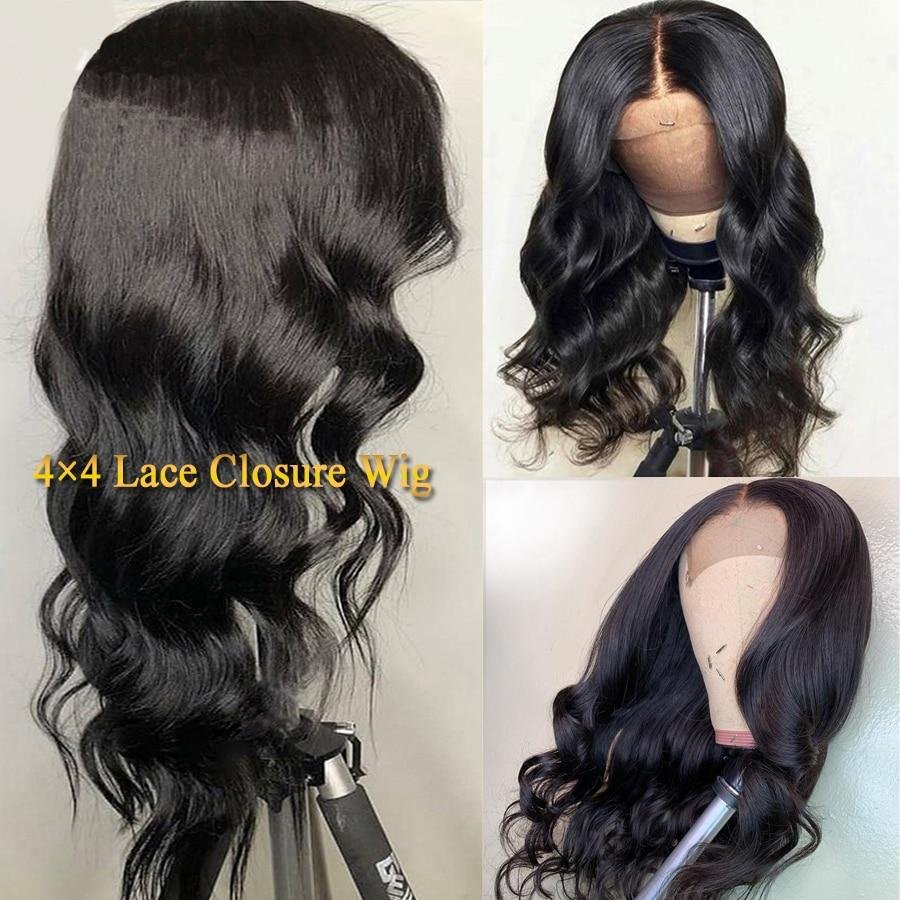Long Human Hair Body Wave Closure Brazilian Virgin HD Lace Frontal Wig Black Women 16 18 20 22 24 26 28 30 32 34 36 38 40 Inch