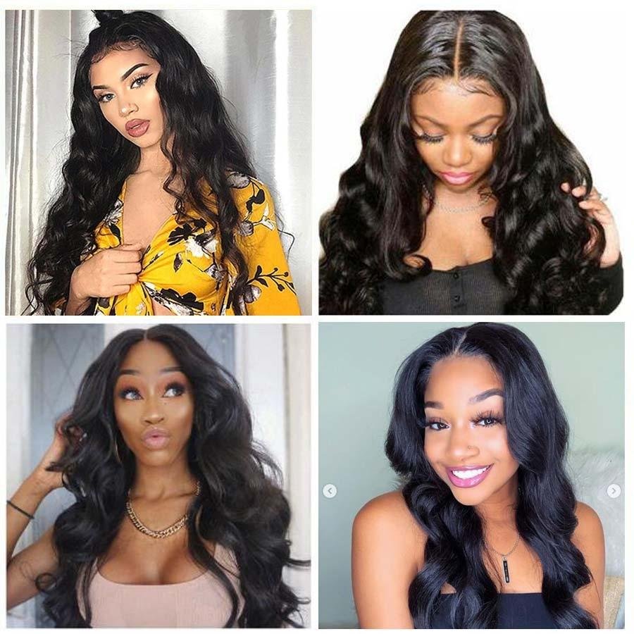 Long Human Hair Body Wave Closure Brazilian Virgin HD Lace Frontal Wig Black Women 16 18 20 22 24 26 28 30 32 34 36 38 40 Inch