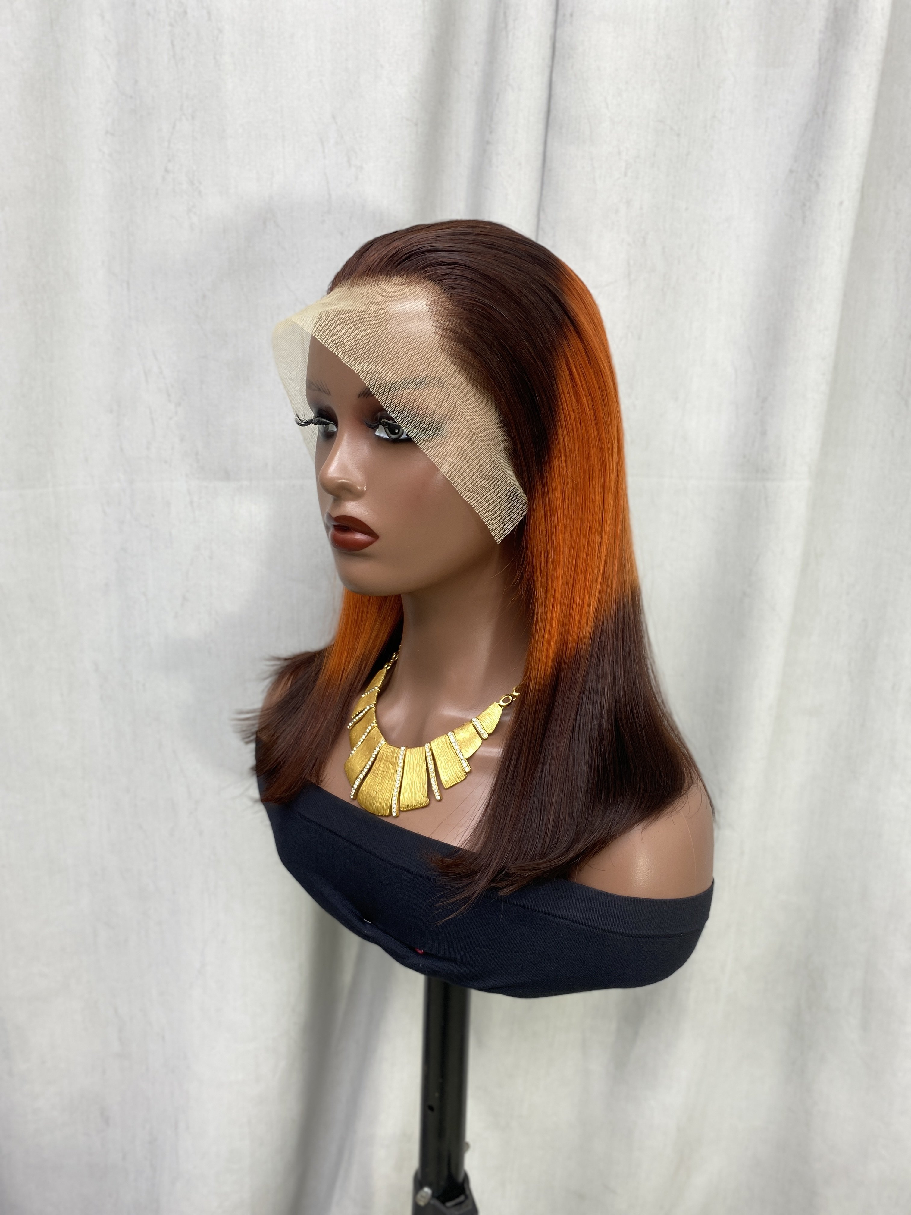Good Quality 180% Density Straight Lace Frontal Full Wigs Green Red Orange brown Piano Blonde Colored Bob Wigs Human Hair Wigs