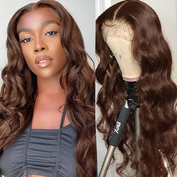 RXHAIR Wholesale Body Wave Brown Color #4 Hd Lace Transparent Color Wigs Full Lace Frontal Wigs Human Hair Wigs For Black Women