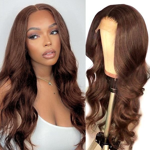 RXHAIR Wholesale Body Wave Brown Color #4 Hd Lace Transparent Color Wigs Full Lace Frontal Wigs Human Hair Wigs For Black Women