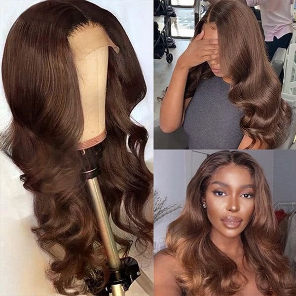 RXHAIR Wholesale Body Wave Brown Color #4 Hd Lace Transparent Color Wigs Full Lace Frontal Wigs Human Hair Wigs For Black Women
