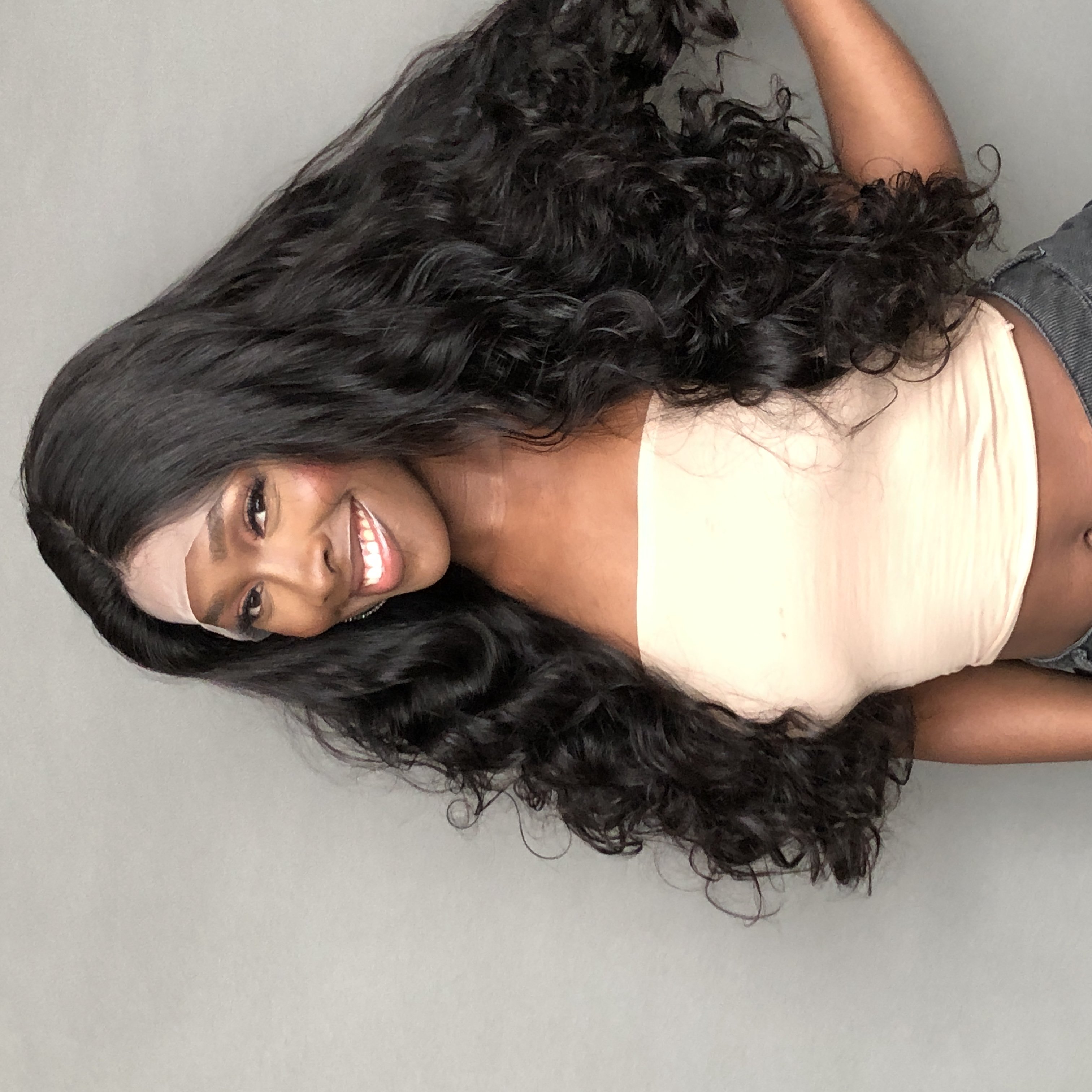 Hot Selling Double Drawn 13*4 Lace Full Frontal Wigs Bouncy Curl Wigs Natural Color 100% Human Hair