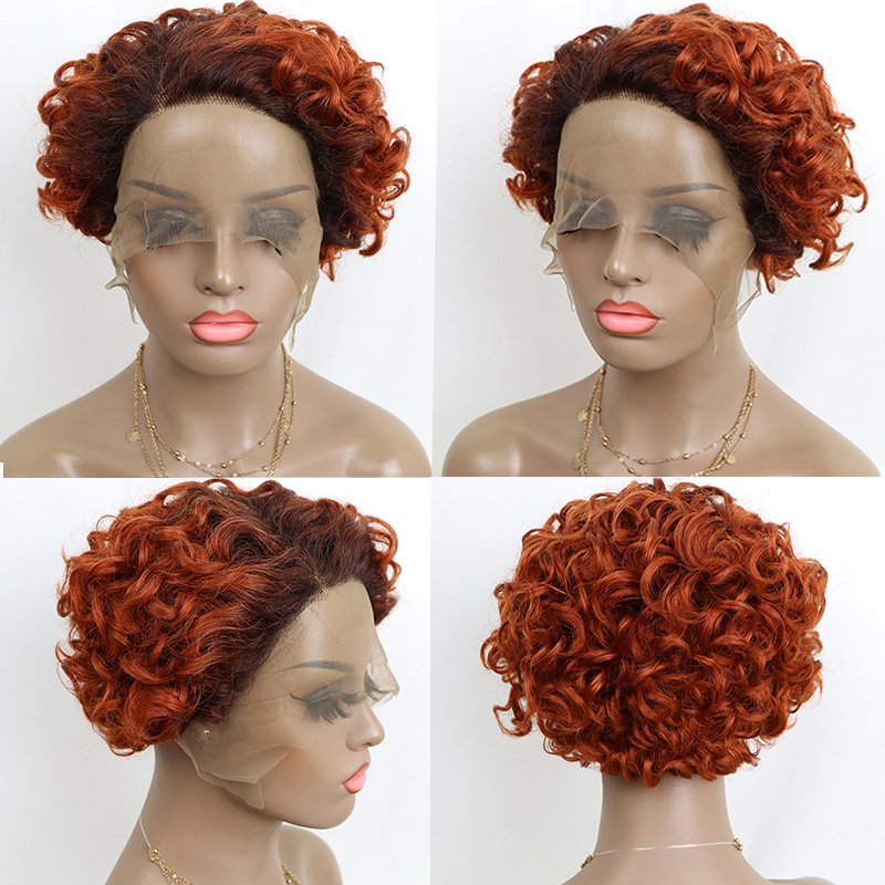 Facoty Wholesale Pixie Wigs Real Natural Russian Hair Bob HD Kinky Curly Human Hair Deep Wave Lace Frontal Wig For Black Women