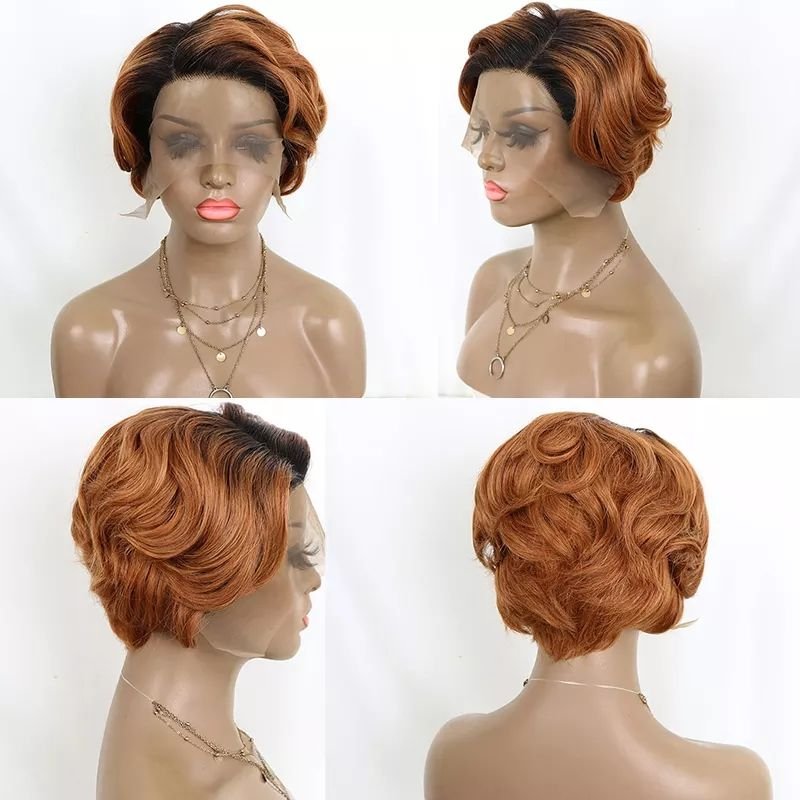Facoty Wholesale Pixie Wigs Real Natural Russian Hair Bob HD Kinky Curly Human Hair Deep Wave Lace Frontal Wig For Black Women