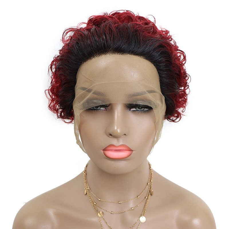 Facoty Wholesale Pixie Wigs Real Natural Russian Hair Bob HD Kinky Curly Human Hair Deep Wave Lace Frontal Wig For Black Women
