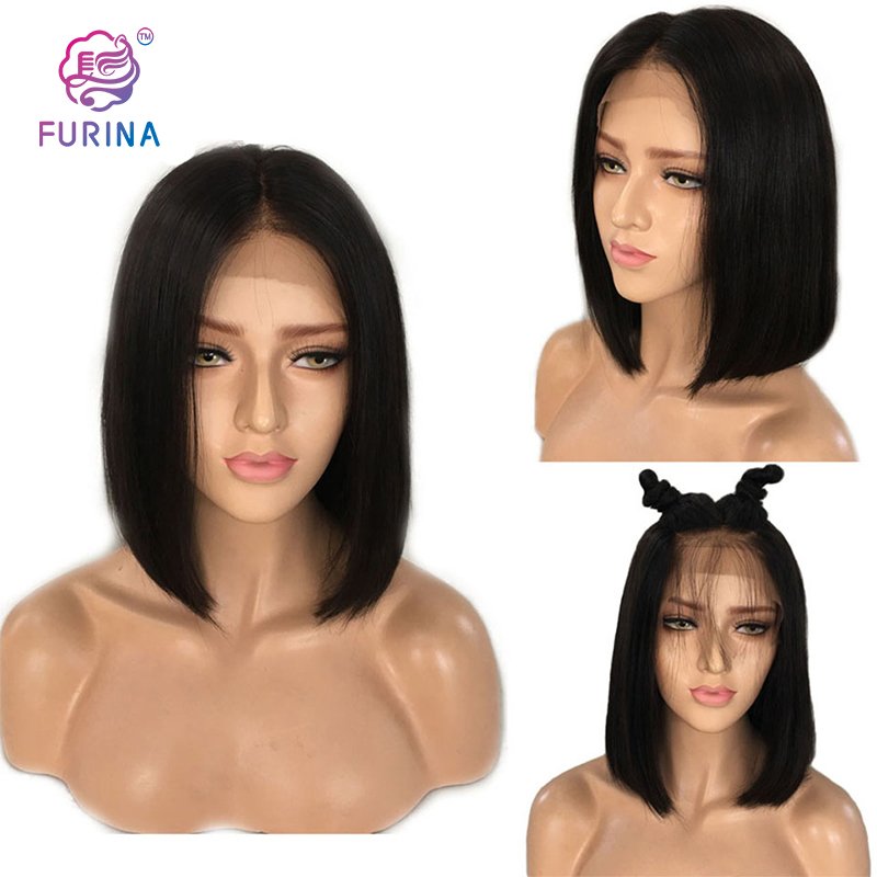 High quality straight wig human hair black bob human hair wigs frontal lace human hair bob wigs for women