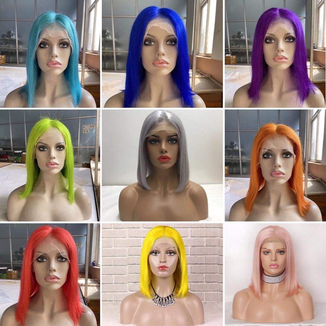 Cheap Raw Indian Virgin Pink Colored Short Bob Wigs Hd Lace Front Wigs Human Hair 360 Full Lace Human Hair Wigs For Black Women