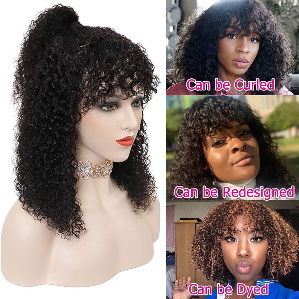 Short Straight Bob Human Hair Wigs With Bangs Full Machine Made Wigs For Black Women Glueless Fringe Wig Brazilian Cheap