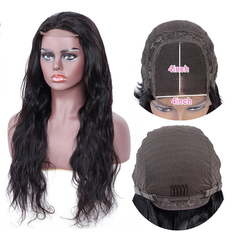 Cheap HD Transparent Lace Human Hair Wigs For Black Women 4X4 Lace Closure Wigs Pre Plucked Virgin Hair Body Wave Human Hair Wig