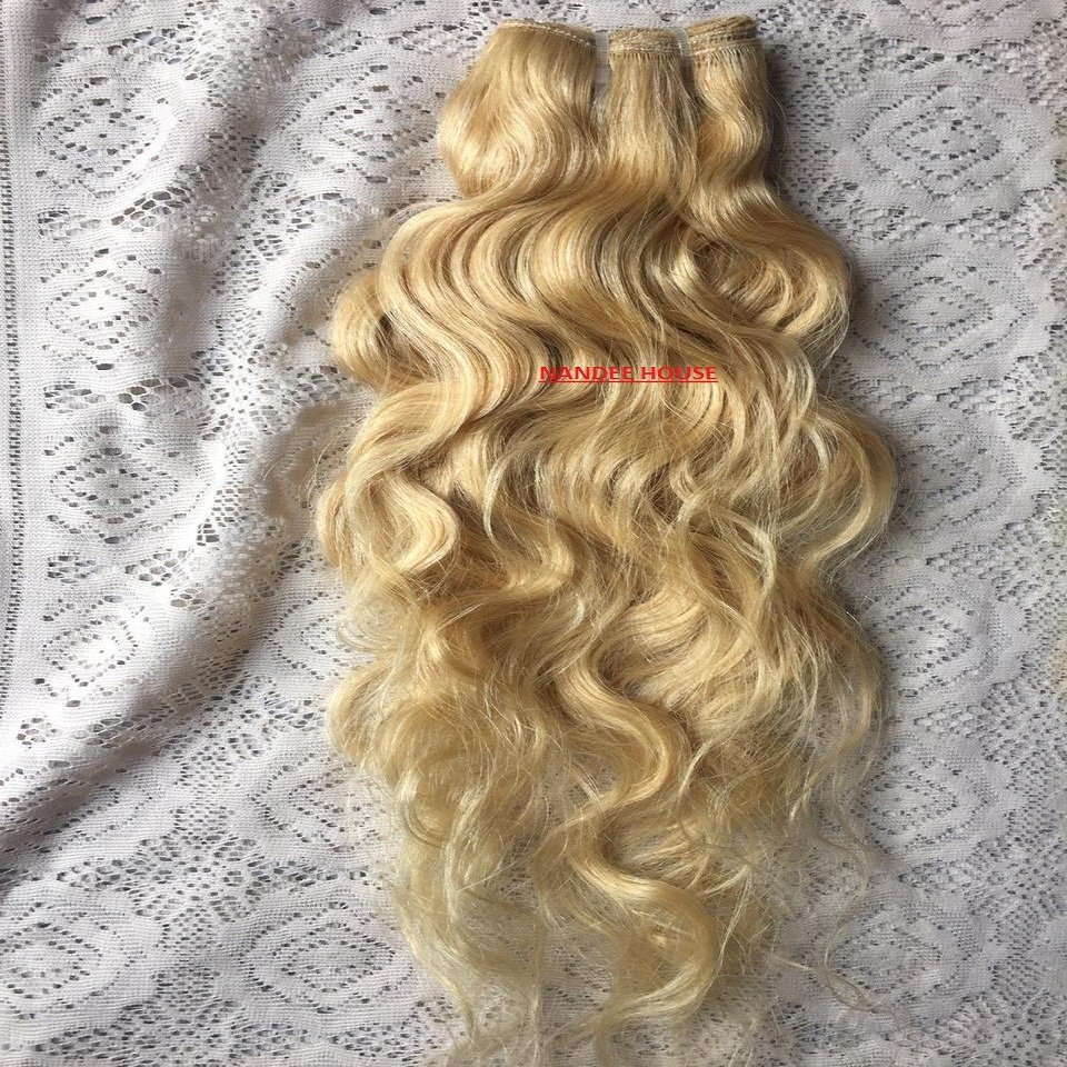 New Arrival Natural Blonde 613 Wavy Full Cuticle Aligned Indian Remy Hair Real Human Indian Hair Extensions