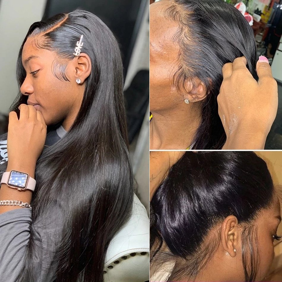 Pre Plucked 100% Virgin Transparent Full Lace Human Hair Wigs Lace Front Brazilian Hair 360 HD Wigs For Black Women