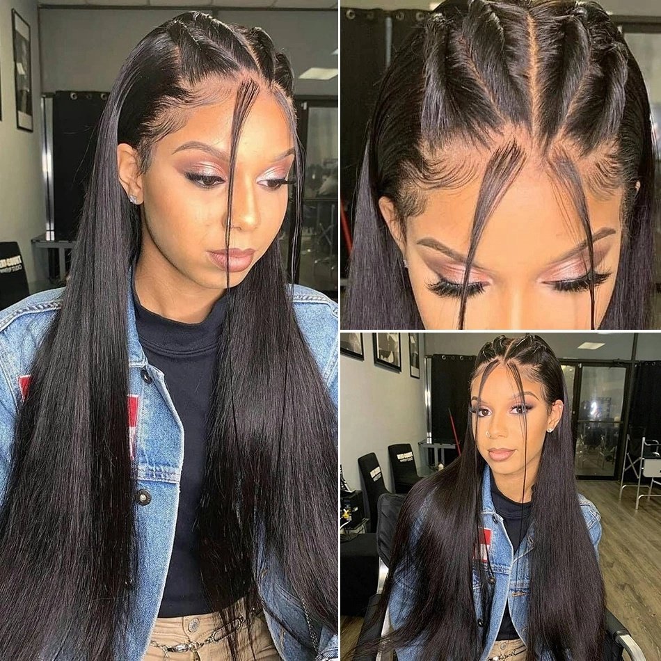 Pre Plucked 100% Virgin Transparent Full Lace Human Hair Wigs Lace Front Brazilian Hair 360 HD Wigs For Black Women