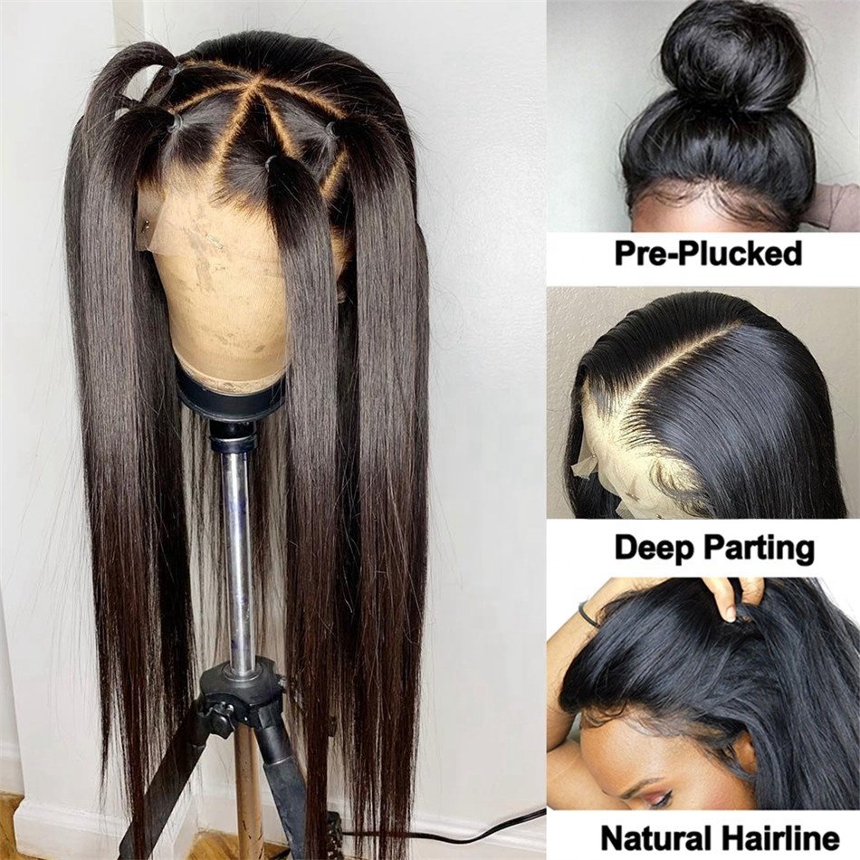Pre Plucked 100% Virgin Transparent Full Lace Human Hair Wigs Lace Front Brazilian Hair 360 HD Wigs For Black Women