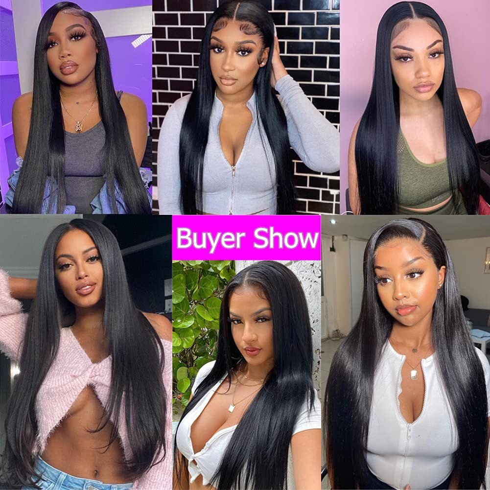 STOCK 4x4 Straight wholesale cheap 30 40 inch Virgin Raw Brazilian vendor 180 250 Density HD Lace Human Hair Wig with baby hair