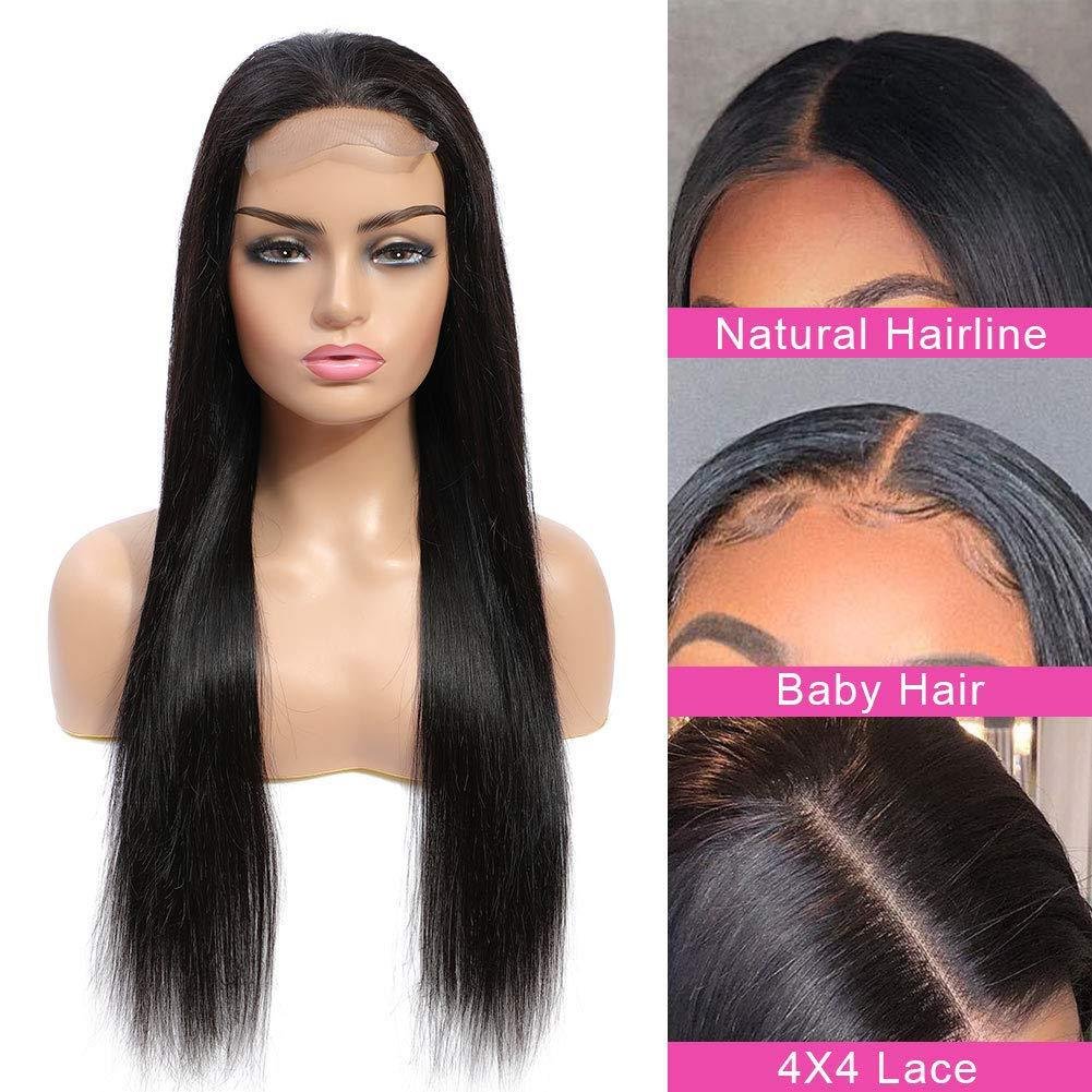 STOCK 4x4 Straight wholesale cheap 30 40 inch Virgin Raw Brazilian vendor 180 250 Density HD Lace Human Hair Wig with baby hair