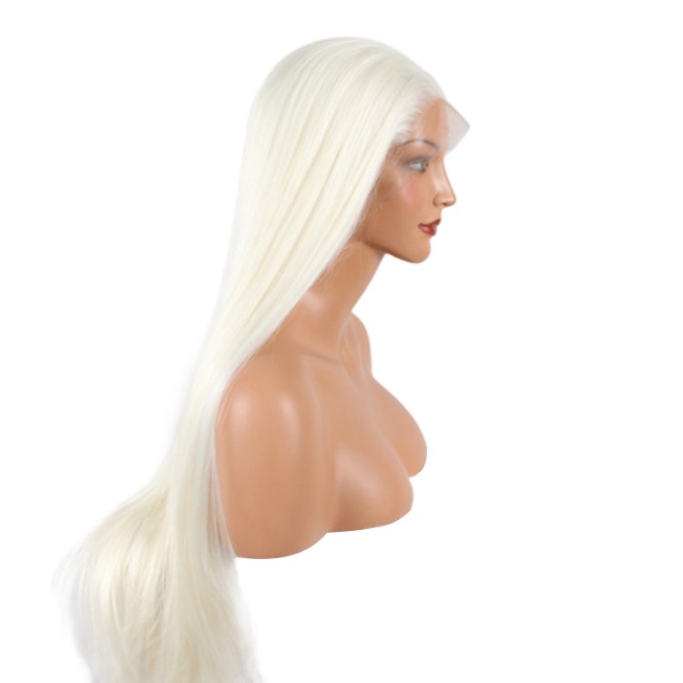 Beautiful Long Straight White Human Hair Wig