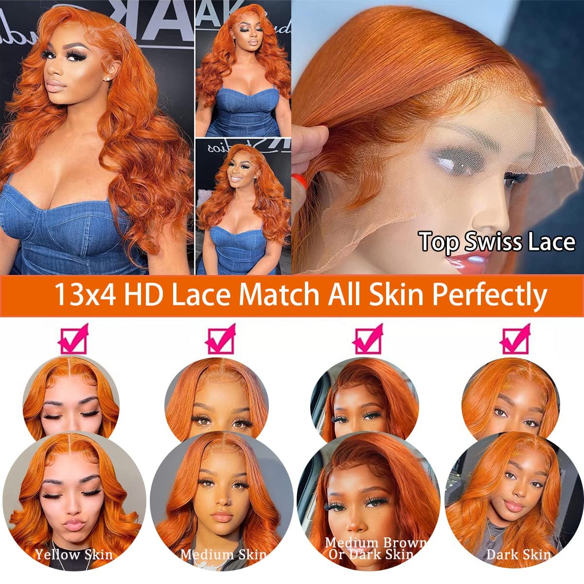 Full Lace Wig Ginger 360 Lace Frontal Wigs Vendor For Black Women Body Wave Hd Transparent Lace Front Human Hair Wigs