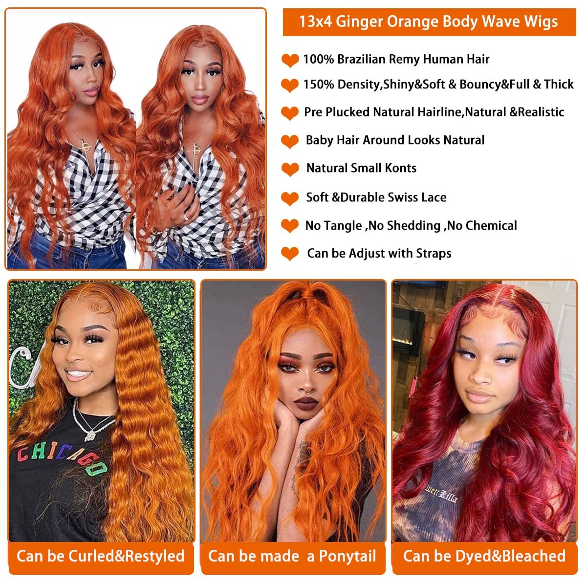 Full Lace Wig Ginger 360 Lace Frontal Wigs Vendor For Black Women Body Wave Hd Transparent Lace Front Human Hair Wigs